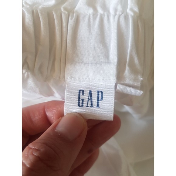 Gap Womens Off Shoulder White Blouse Ruffled Cotton Short Sleeve Size Small - Picture 9 of 12